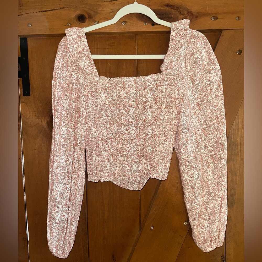 BB Dakota by Steve Madden Floral Burnt Smocked Orange Top Sz S